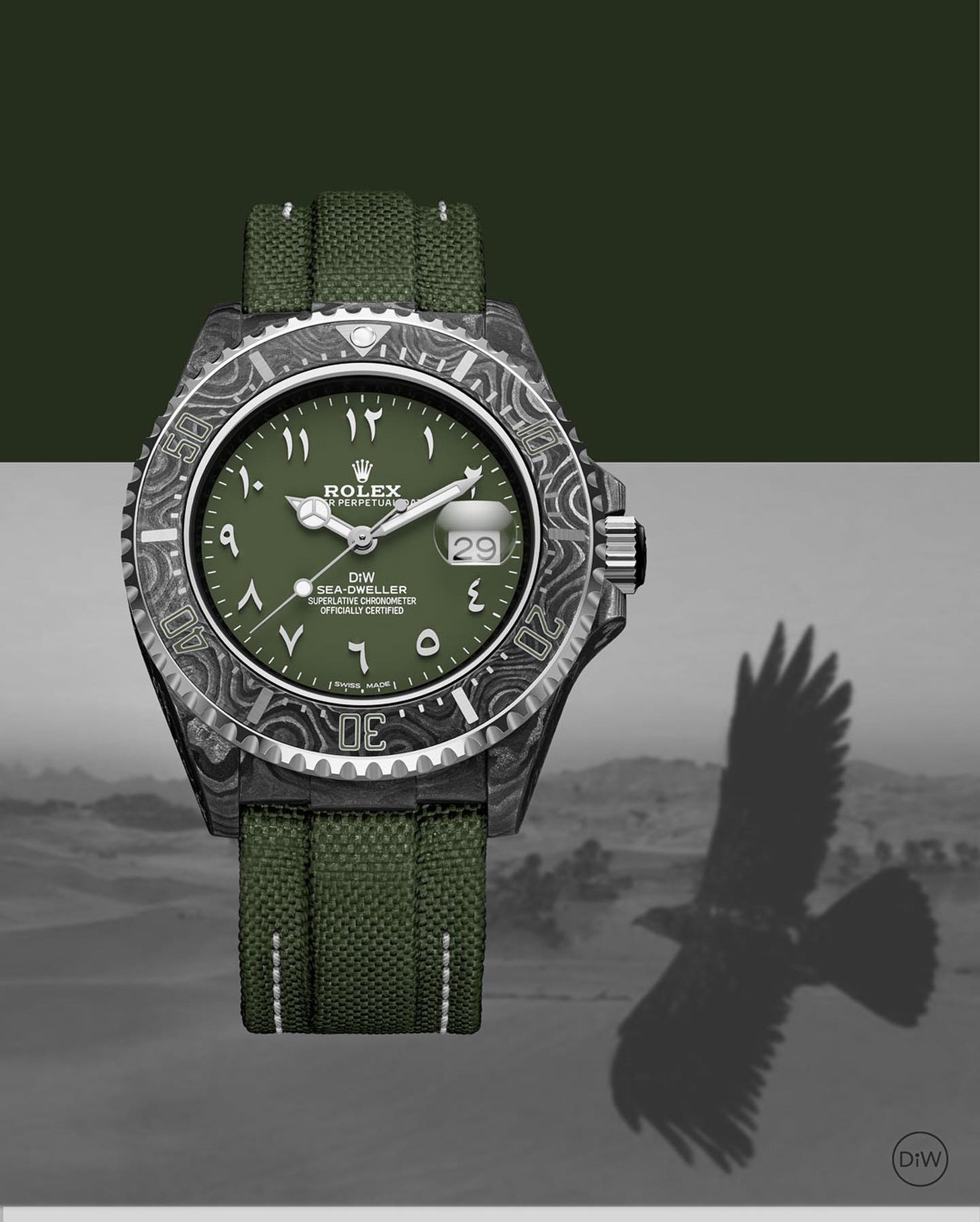 Rolex Sea-Dweller 阿拉伯數(shù)字表面+碳纖維表圈（Source：Designa Individual）