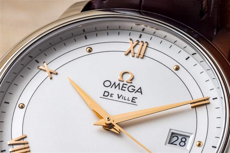 表盤特寫，Omega De Ville Prestige，顯示徽標(biāo)