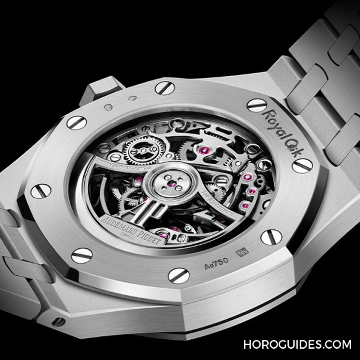 AUDEMARS PIGUET - ROYAL OAK - 15467BC. OO.1256BC.01 - 單一色調(diào)、經(jīng)典修飾，愛彼皇家橡樹系列雙擺輪鏤空腕表37毫米新作利落登場