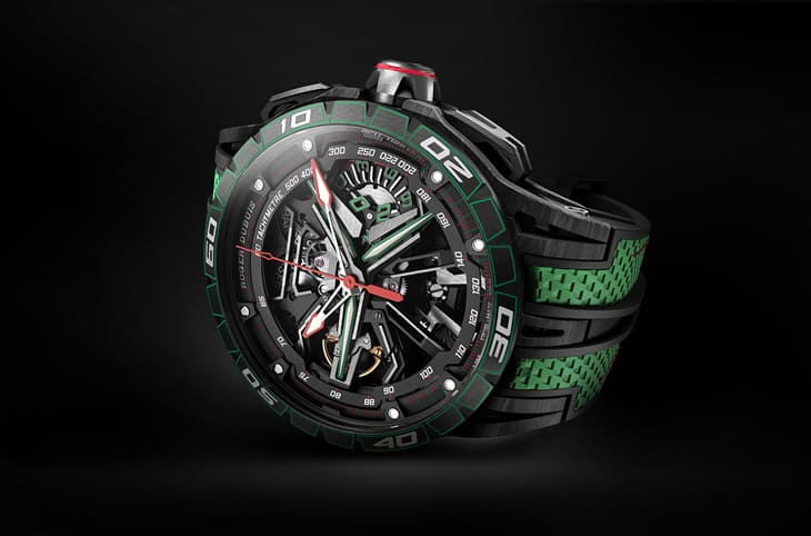 羅杰杜彼Excalibur Spider Flyback Chronograph：藍(lán)寶堅尼極速綠的腕上風(fēng)暴