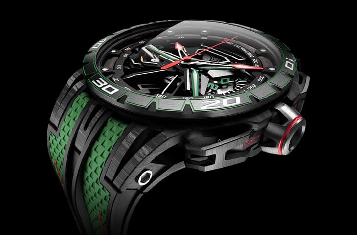 羅杰杜彼Excalibur Spider Flyback Chronograph：藍(lán)寶堅尼極速綠的腕上風(fēng)暴