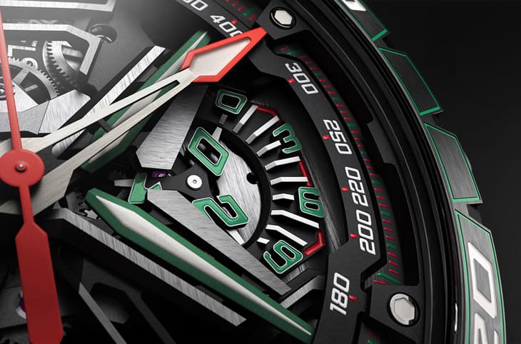 羅杰杜彼Excalibur Spider Flyback Chronograph：藍(lán)寶堅尼極速綠的腕上風(fēng)暴